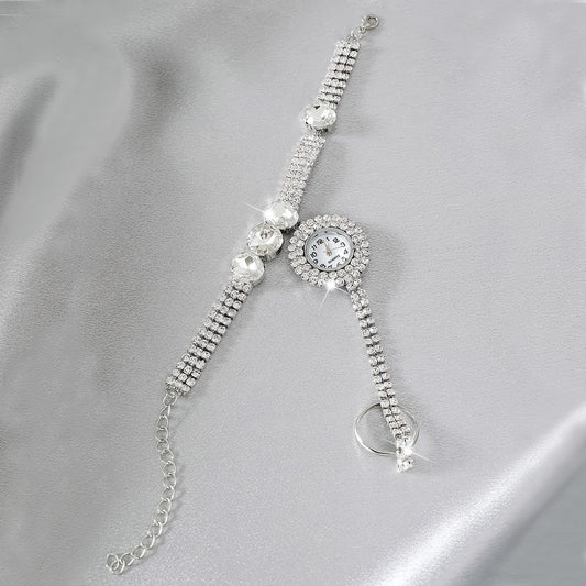 Sparkling Rhinestone Tassel Watch Bracelet