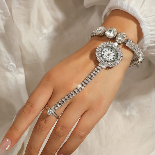 Sparkling Rhinestone Tassel Watch Bracelet