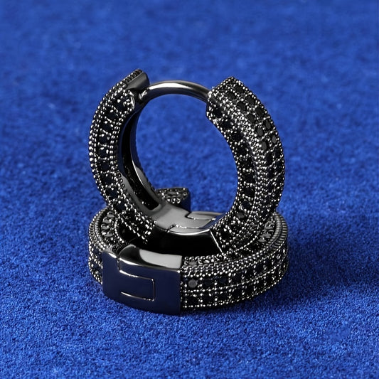 Men's Black Hoop Earrings