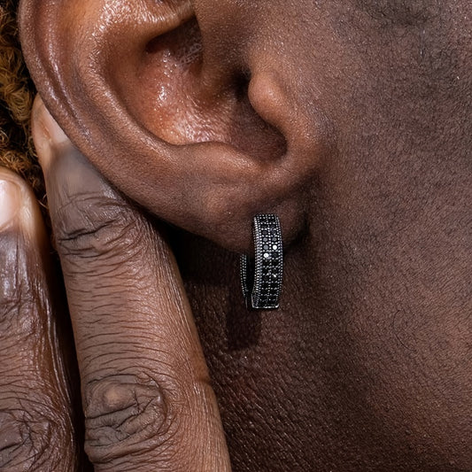 Men's Black Hoop Earrings